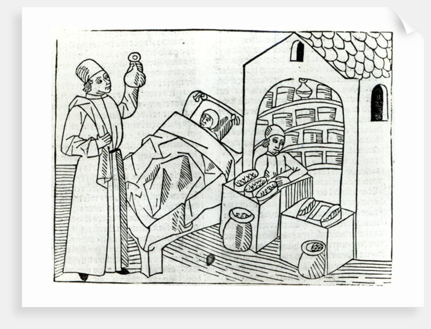 A patient with a Doctor and a Pharmacist by French School