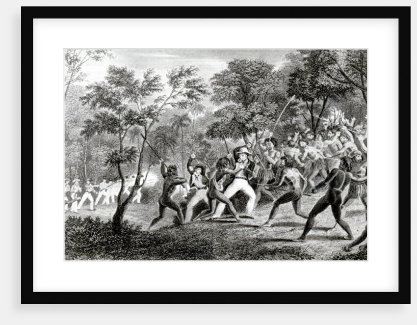 Attack of the Natives of Gambier Islands, engraved by Edward Finden, 1831 by Richard B. (after) Beechey