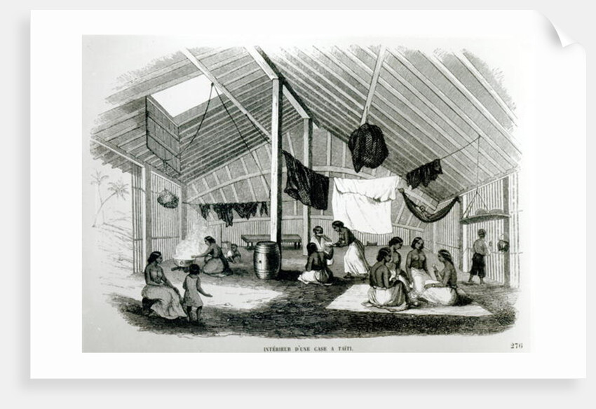 Inside a Tahitan Hut by French School