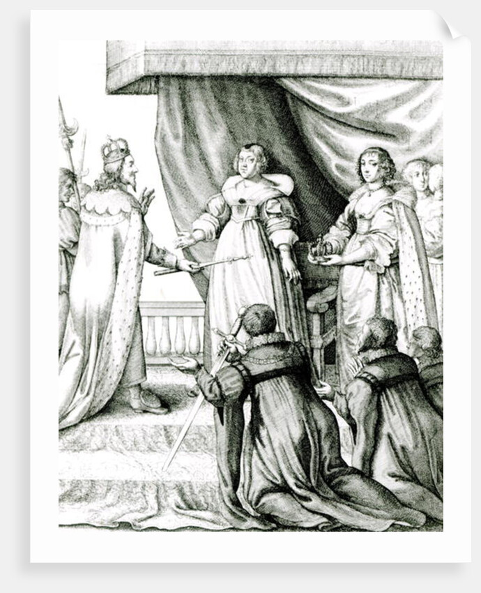 Charles I being given the sceptre and crown by French School