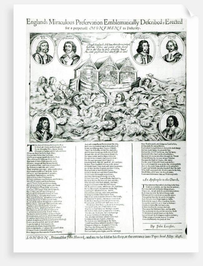 Englands Miraculous Preservation Emblematically Described, Erected for a perpetual Monument to Posterity, 1646 by English School