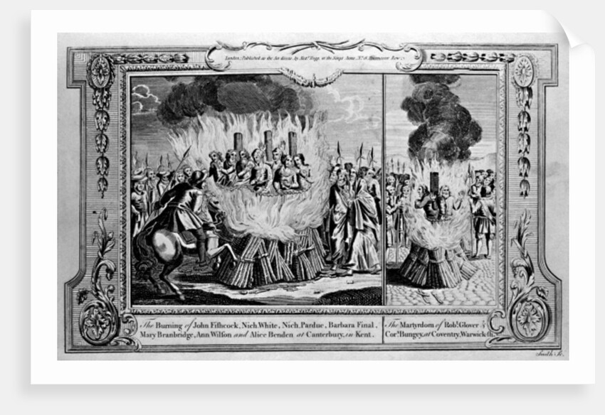 The Burning of John Fishcock and the martyrdom of Robert Glover by English School