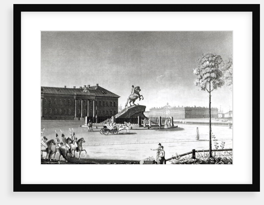 View of the statue of Peter the Great in Senate Square, St.Petersburg by French School