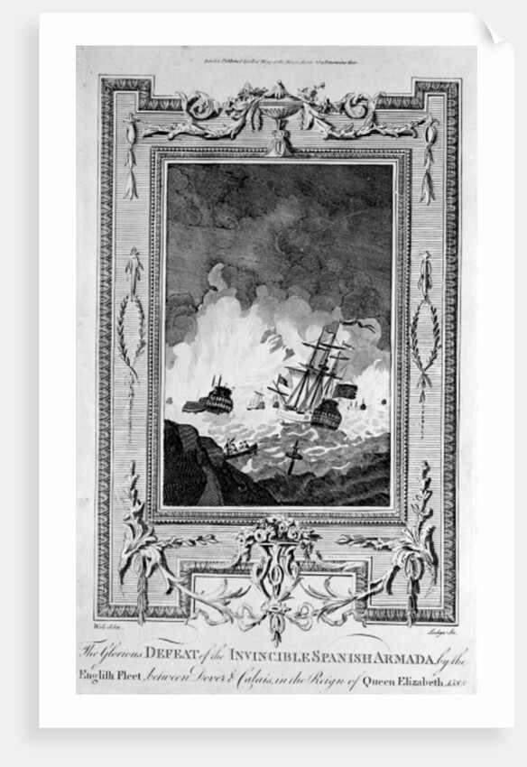 Defeat of the Spanish Armada by English School