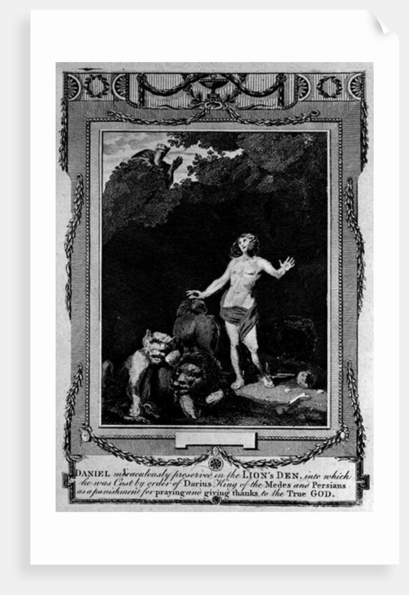 Daniel preserved in the Lion's den by English School