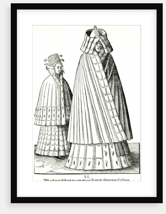 Costumes of a Livonian noblewoman and her daughter, 1577 by Hans Weigel