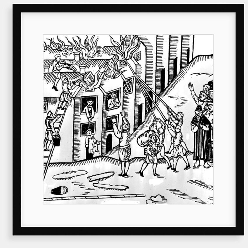 Firefighting at Tiverton, Devon, 1612 by English School