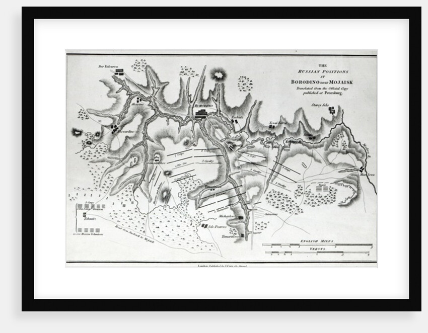 Map showing the Russian positions at the Battle of Borodino, c.1812 by English School