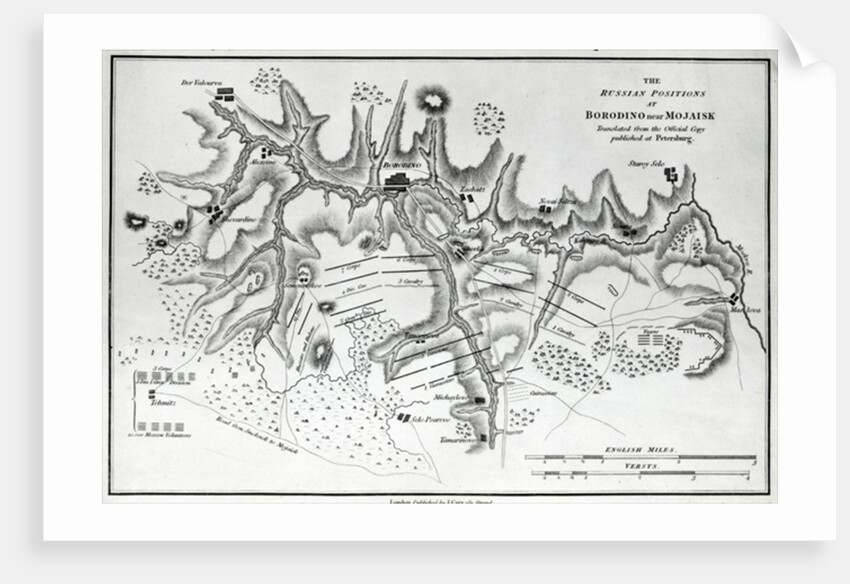 Map showing the Russian positions at the Battle of Borodino, c.1812 by English School