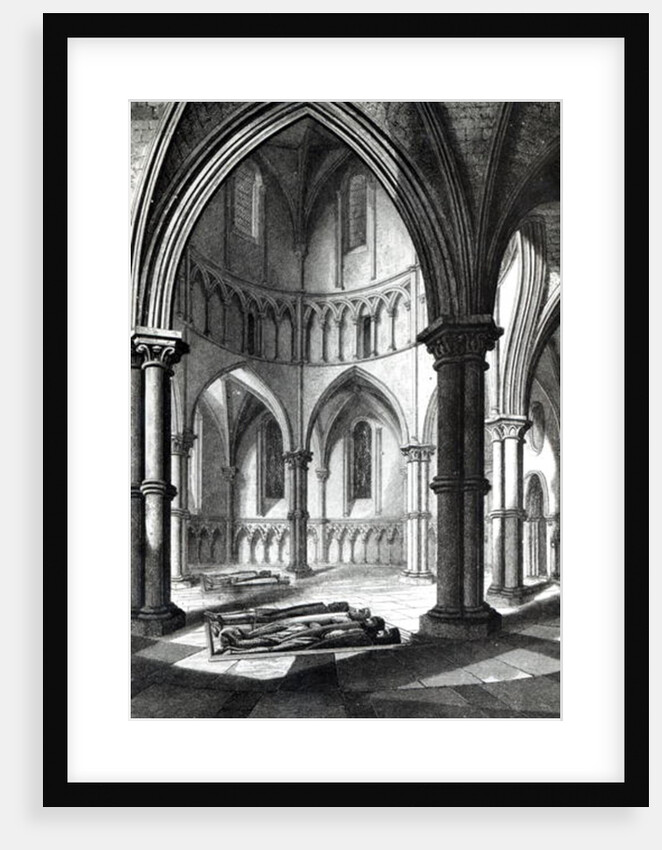 Interior of the Temple Church showing the effigies of the Knights 9b/w photo) by R.W. Billings