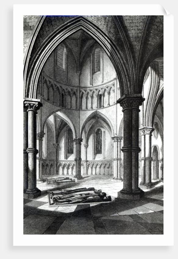 Interior of the Temple Church showing the effigies of the Knights 9b/w photo) by R.W. Billings