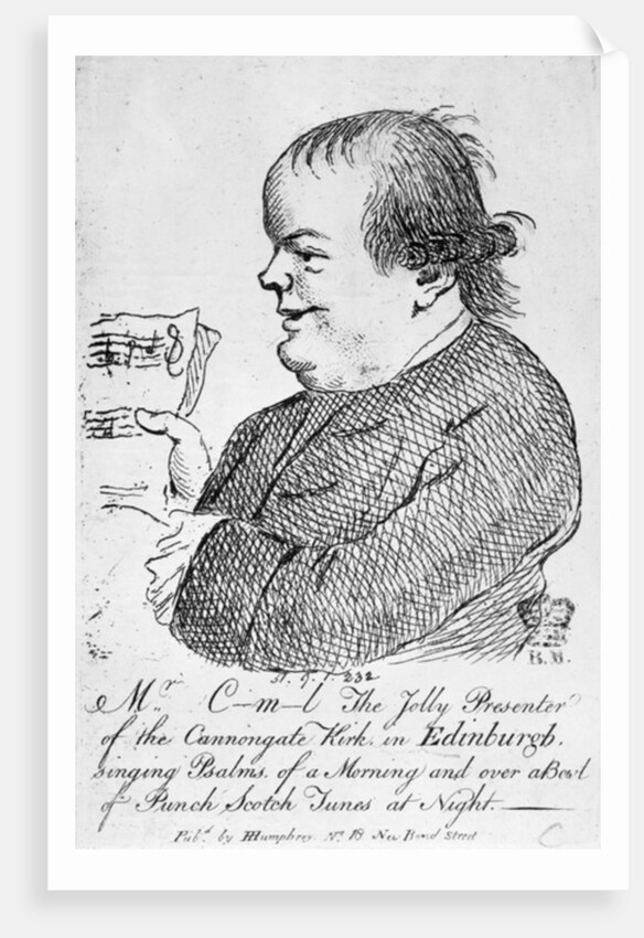 Mr C-m-l the jolly presenter of the Canongate Kirk in Edinburgh, c.1781 by English School