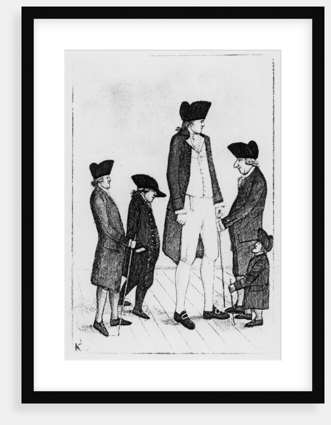 Byrne, the Irish Giant, Mr. Watson, Mr. McGowan, Mr. Fairholme, and Geordie Cranstoun, 1784 by John Kay