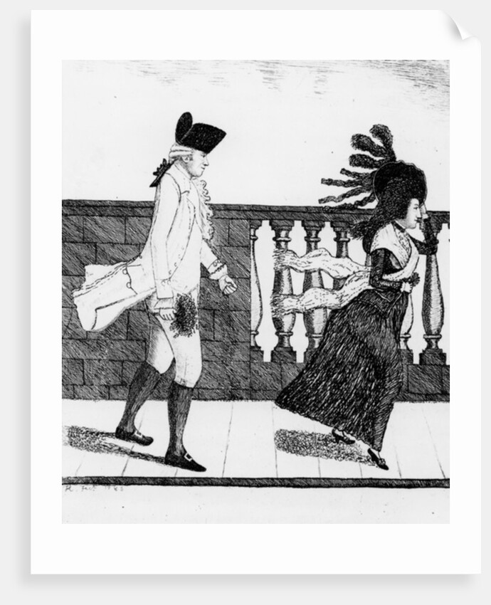 Dr James Graham going along the North Bridge in a high wind, 1785 by John Kay