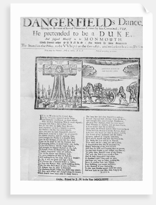 Broadside of 'Dangerfield's Dance', 1685 by English School
