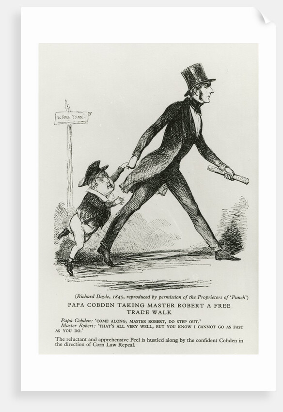 Papa Cobden taking Master Robert a free trade walk, 1845 by Richard Doyle