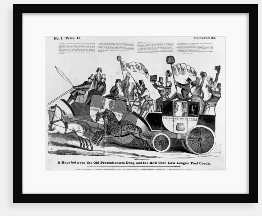 A race between the Old Protectionist Drag, and the Anti Corn Law League Fast Coach, 1846 by English School