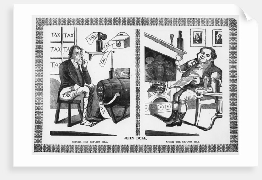 John Bull before and after the Reform Bill, 1832 by English School