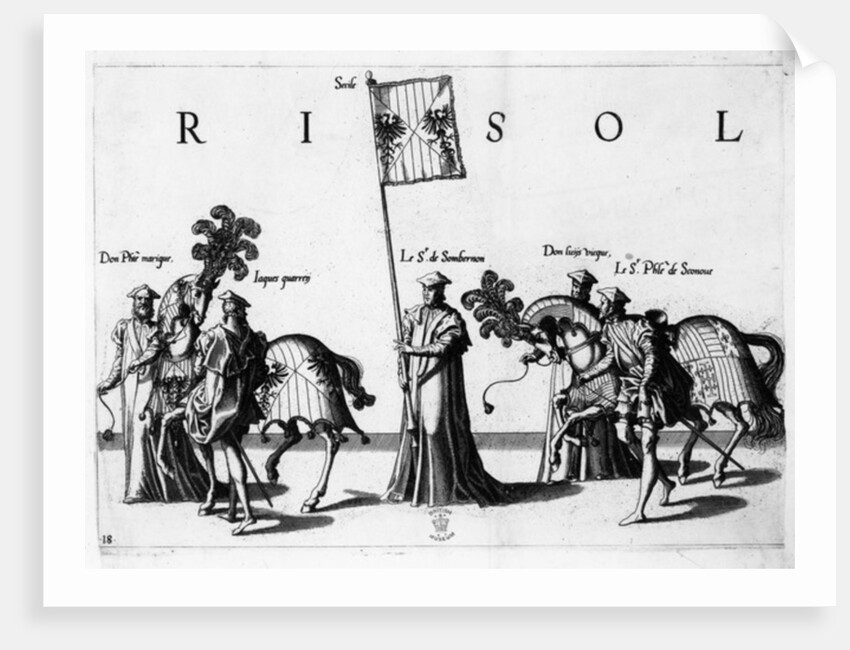 Arms of Sicily at the Funeral Procession of Emperor Charles V, 1559 by Jan van & Doetechum Lucas van& Bol Hans Doetechum the elder