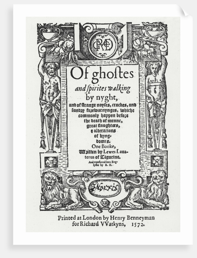Titlepage from 'Of ghostes and spirites walking by nyght', 1572 by Anonymous