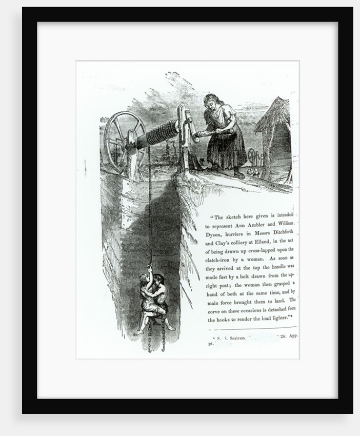 A boy and girl being wound up a mine shaft, illustration printed in the 'Westminster Review', July 1842 by English School