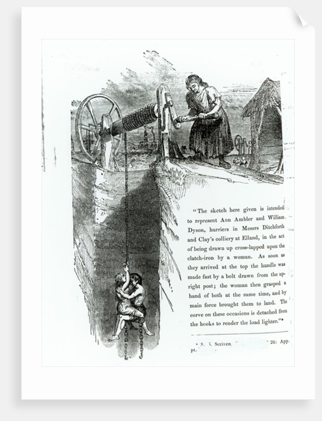 A boy and girl being wound up a mine shaft, illustration printed in the 'Westminster Review', July 1842 by English School