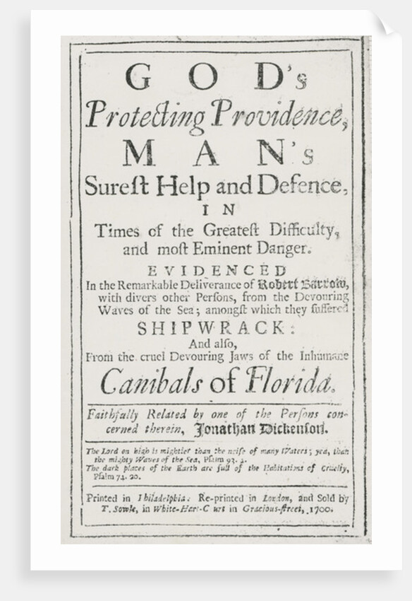 Titlepage of God's Protecting Providence, 1700 by Anonymous