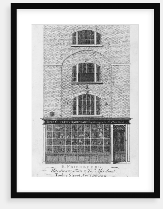 Trade card for B. Friedeberg, Southwark hardware merchant by English School