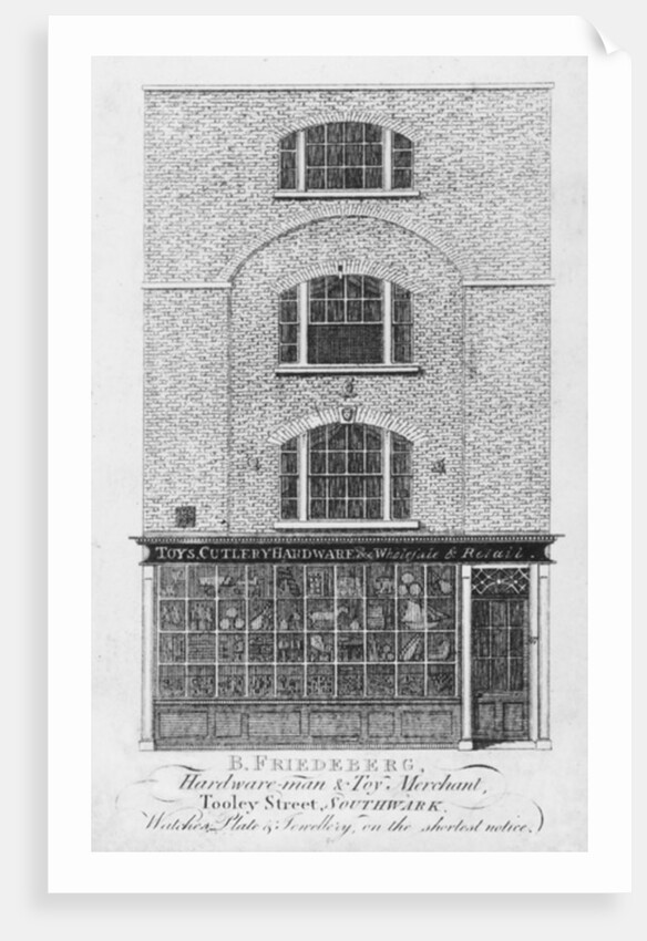 Trade card for B. Friedeberg, Southwark hardware merchant by English School