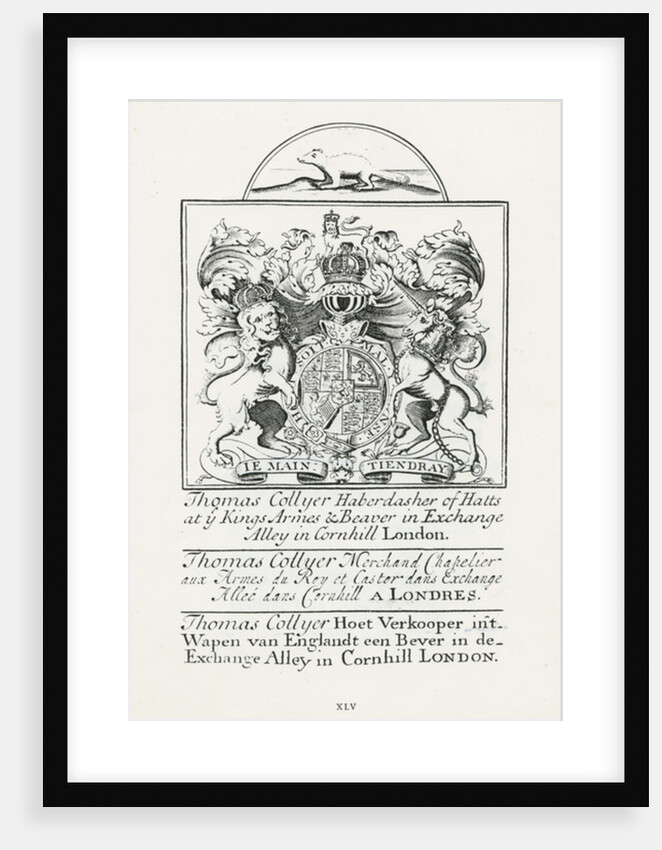 Trade card for Thomas Collyer, Cornhill Haberdasher by English School