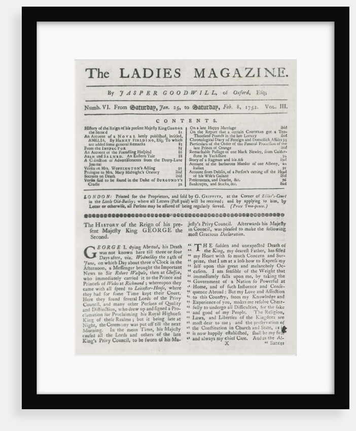 The Ladies Magazine, 1752 by English School