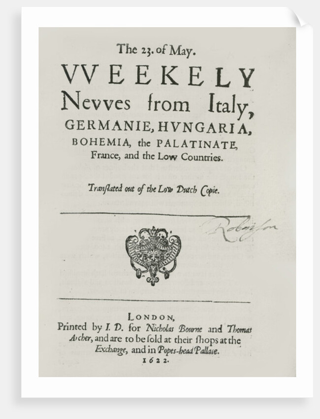 Weekly News, 1622 by English School