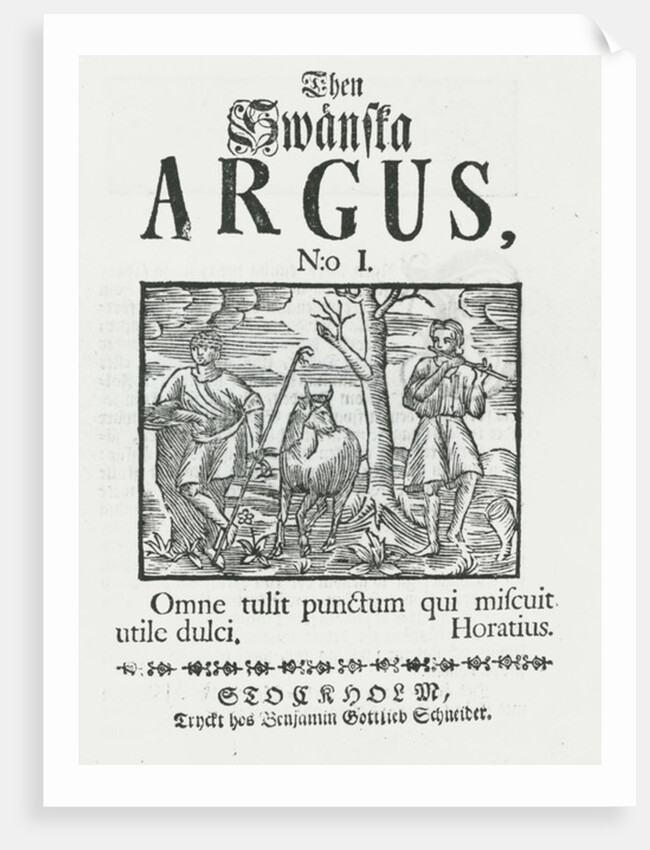 First issue 'Then Swänska Argus', 1732 by Swedish School