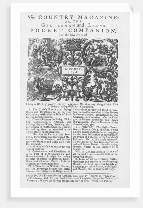 The Country Magazine, 1736 by English School