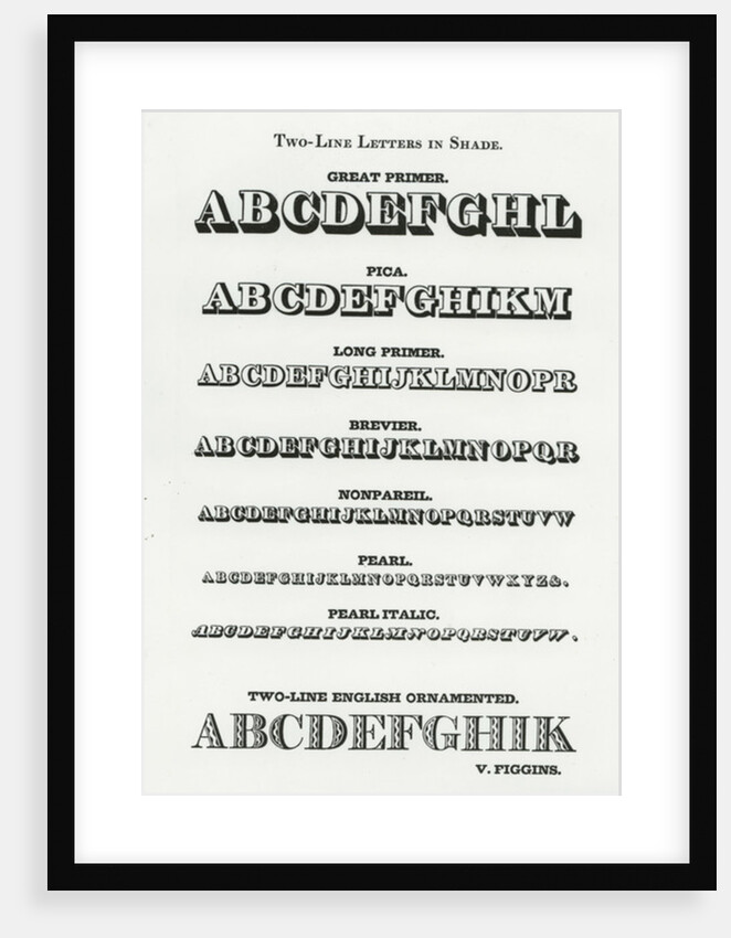 Two-line letters in shade typefaces from Vincent Figgins, c.1835 by English School