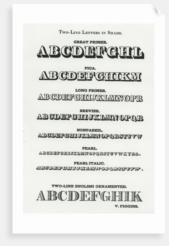 Two-line letters in shade typefaces from Vincent Figgins, c.1835 by English School