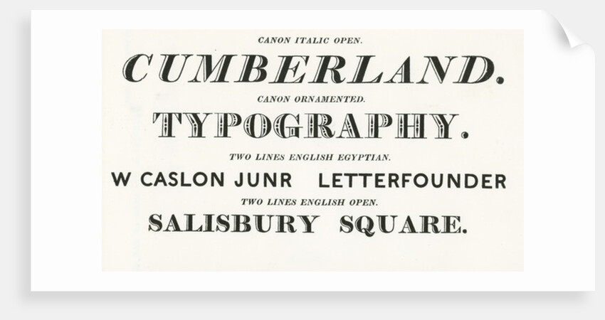 Specimen typefaces from William Caslon by English School