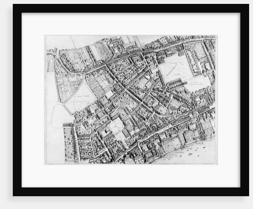 Bird's-eye plan of the west central district of London, 1660-6 by Wenceslaus Hollar