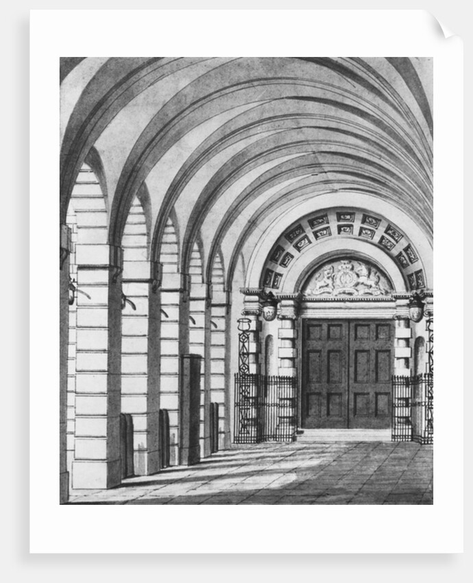 The Piazza Entrance to Covent Garden Theatre in the year 1808 by Thomas Hosmer Shepherd