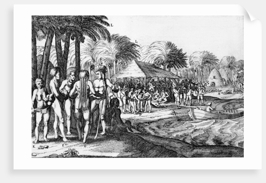 Dutch traders entertain local Polynesians, 1624 by Dutch School