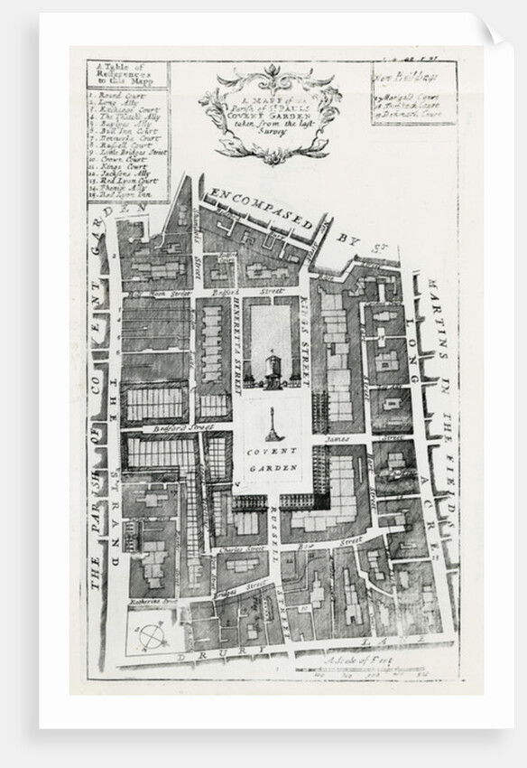 A Mapp of the Parish of St Pauls Covent Garden taken from the last Survey, 1720 by English School
