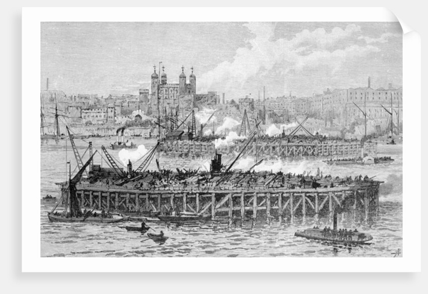 Progress of the Works of the Tower Bridge over the Thames, 1888 by English School