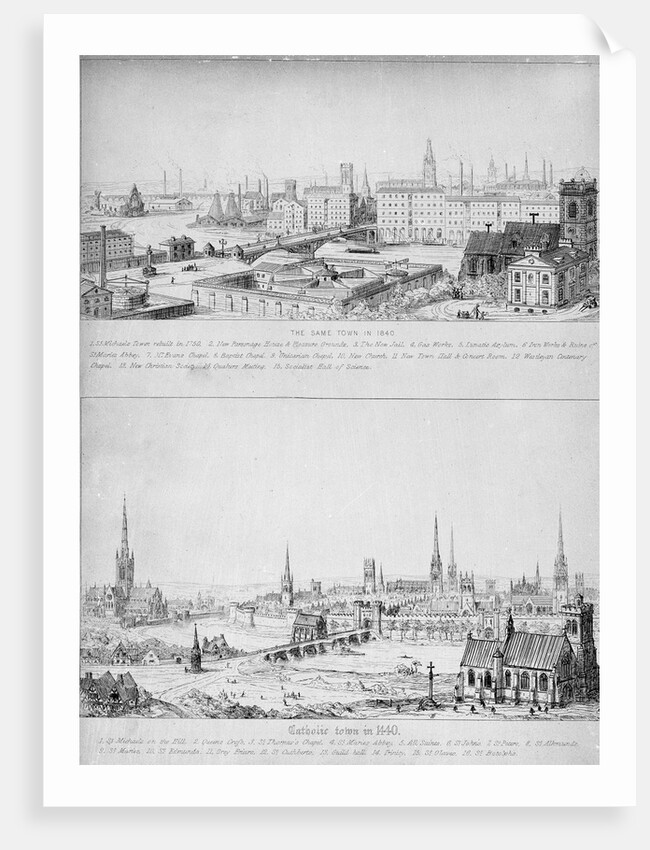 Catholic town in 1440 and the same town in 1840 by Augustus Welby Pugin