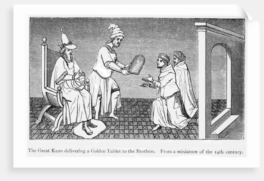 Kublai Khan gives a golden tablet ensuring safe passage to Niccolo and Maffeo Polo by Anonymous