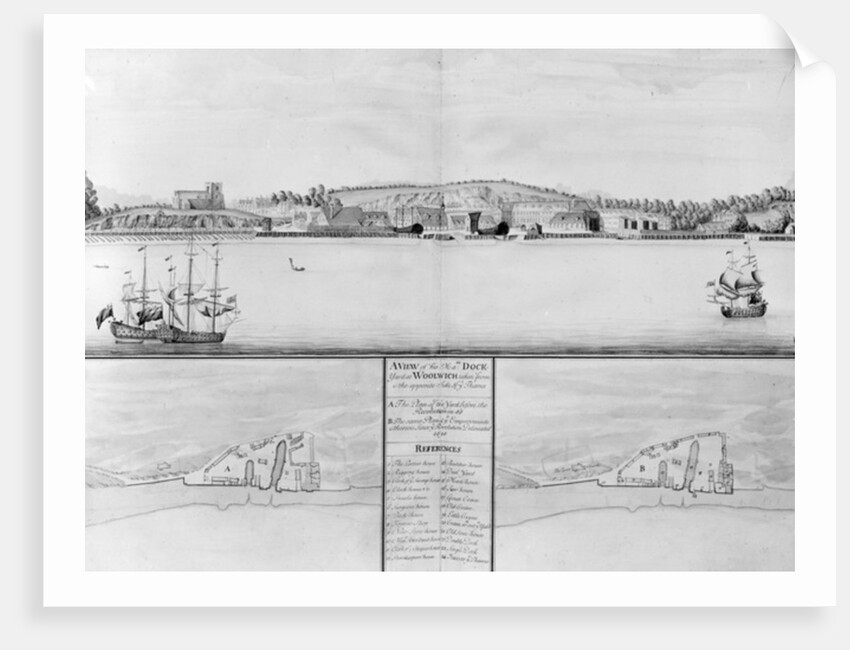 A View of His Majesty's Dockyard at Woolwich taken from the opposite Side of the Thames, 1698 by English School