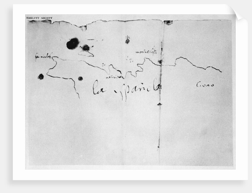 Sketch of the coast of Espanola, drawn by Columbus on the first voyage by Christopher (attr.to) Columbus