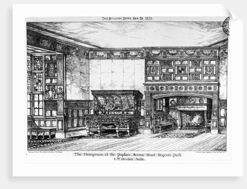 The Dining Room at the Poplars, Avenue Road, Regents Park by English School