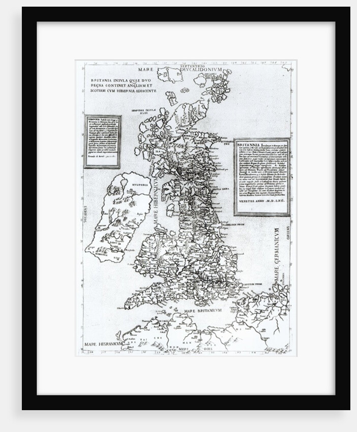 Britania Insula quae dup Regna continet Angliam et Scotiam cum Hibernia adiacente, engraved by Paulo Forlani, 1562 by Fernando Bertelli