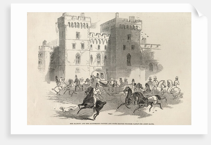 Her Majesty and her Illustrious Visitors and Suite leaving Windsor Castle for Ascot Races by English School