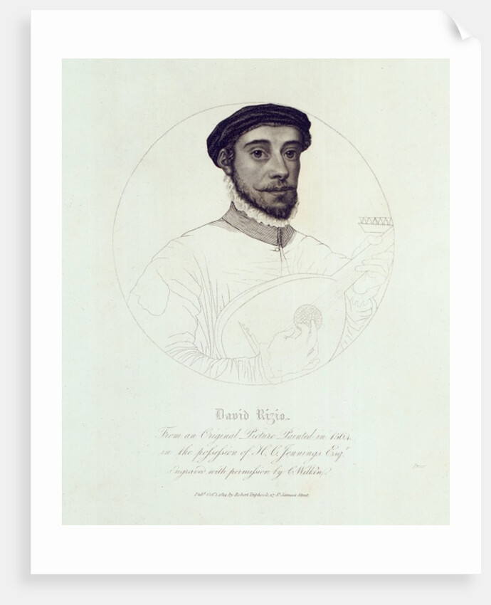 Portrait of David Rizio, from an original painted in 1564 by English School